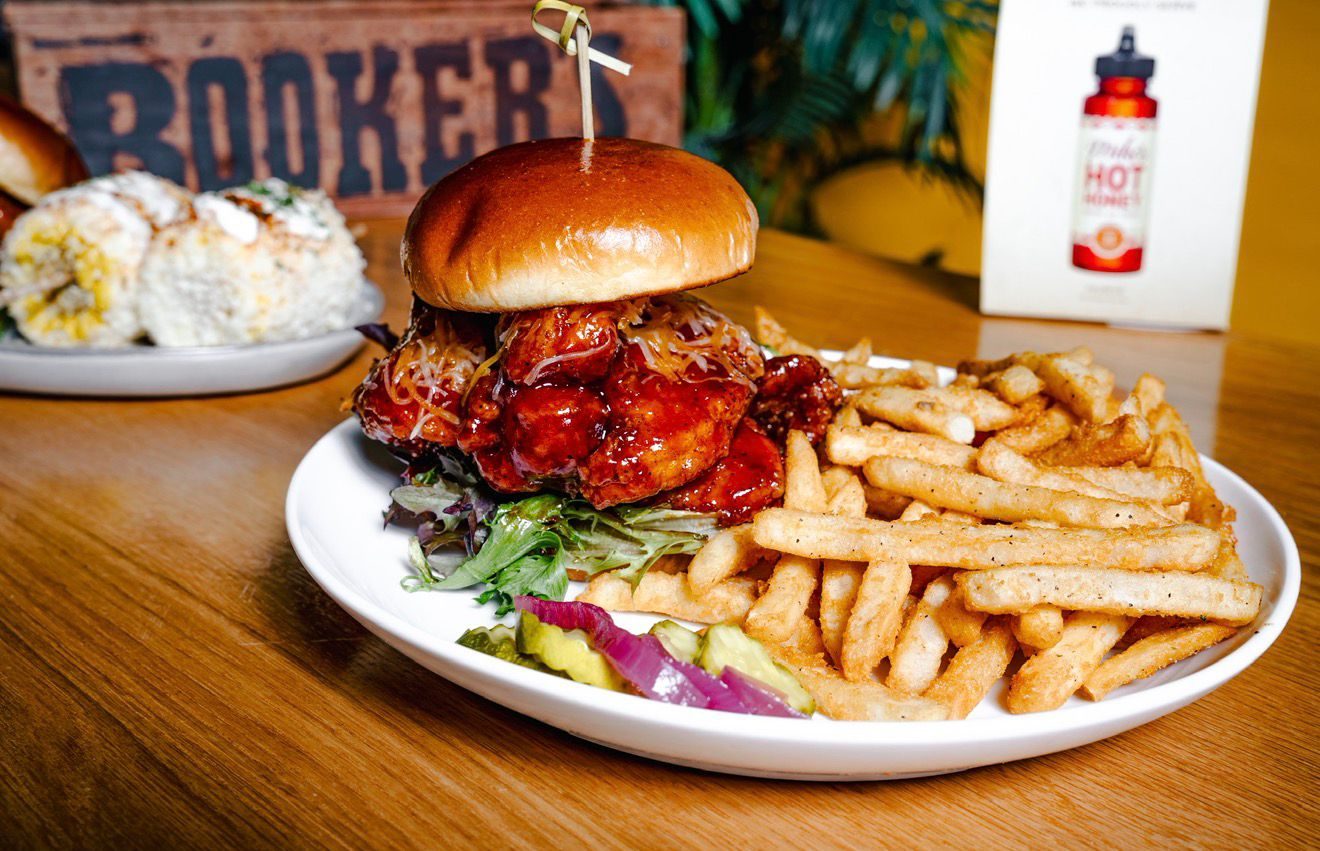 Honey BBQ Chicken Sandwich with fries